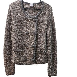 Cabi Ritz Tweed Sweater Blazer Brown Size M Double Breasted Grandma Old Money